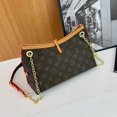 Leather Trim Chain Hobo Bag